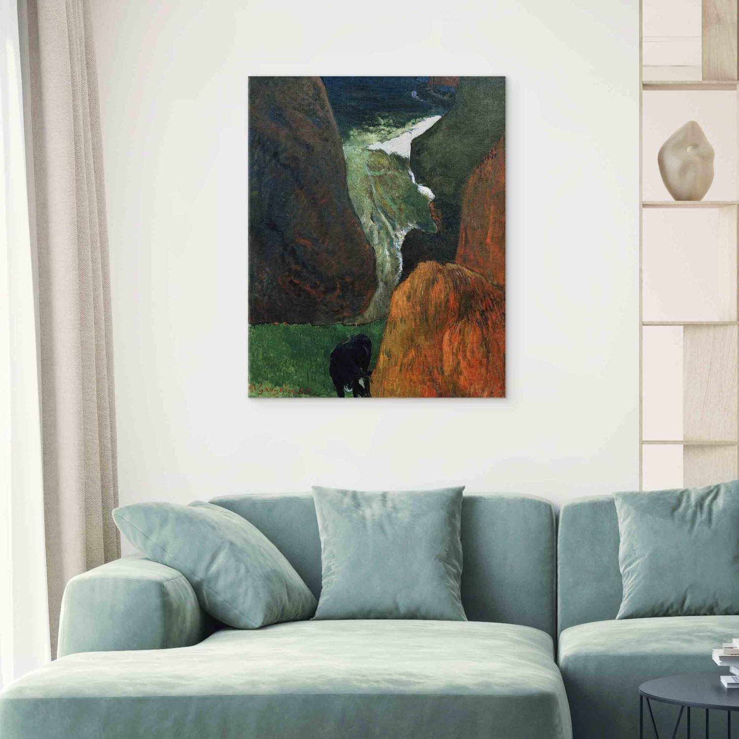 Reproducción de cuadro Landscape with cow between th.cliffs 