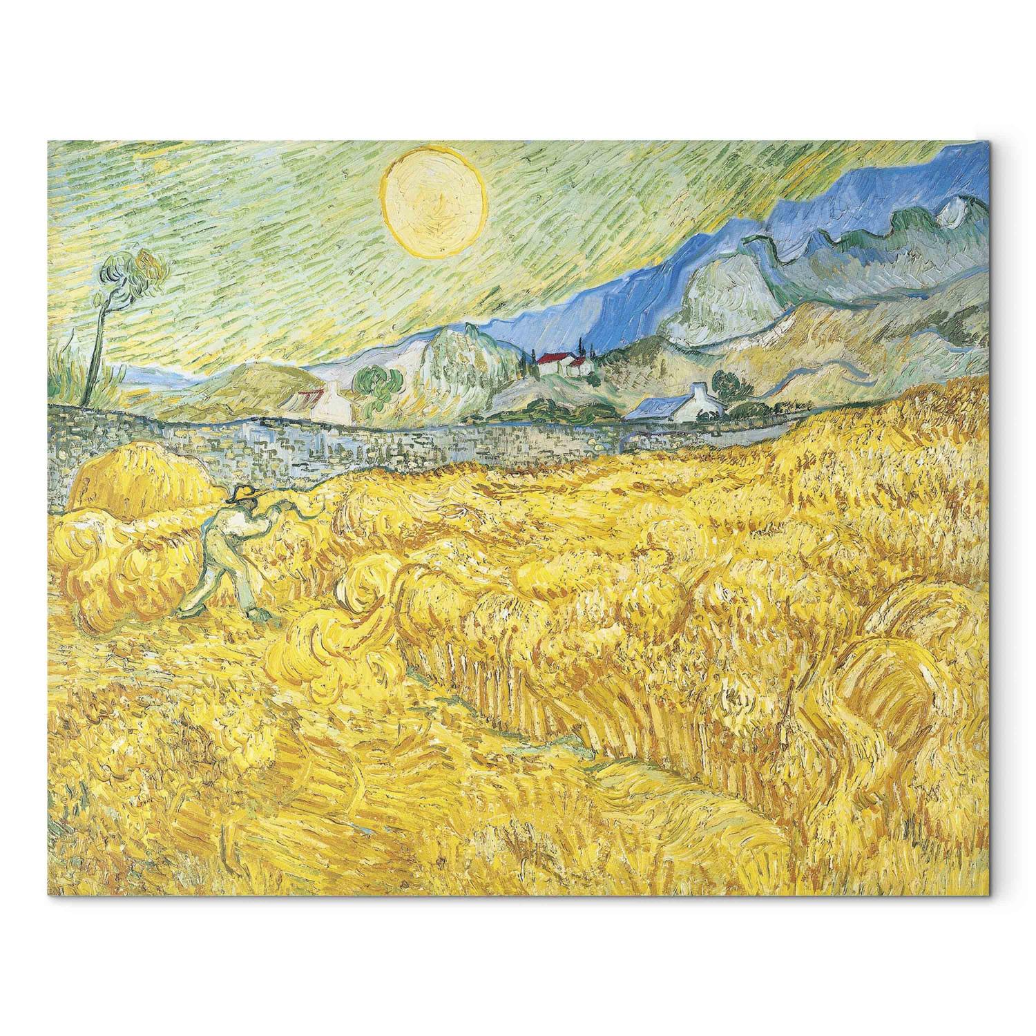 Reproducción de cuadro Wheat Field Behind Saint-Paul Hospital with a Reaper