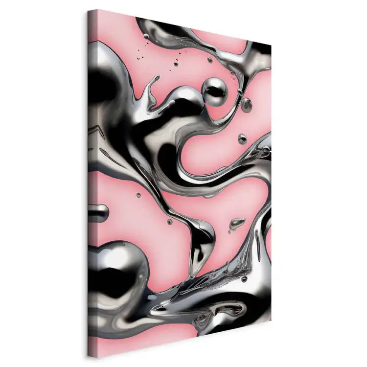 Metal líquido - formas abstractas plateadas sobre fondo rosa