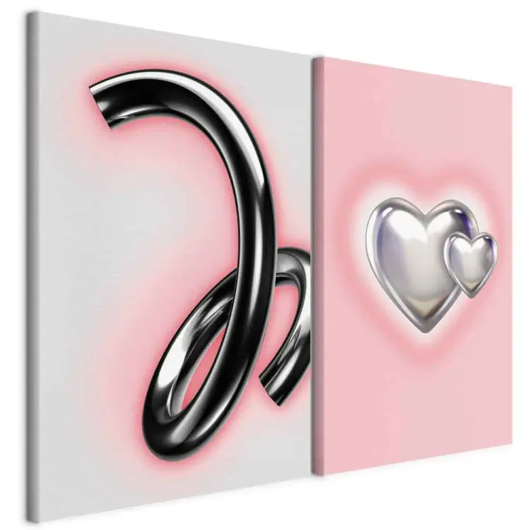 Cromo dinámico - formas abstractas y corazones metálicos