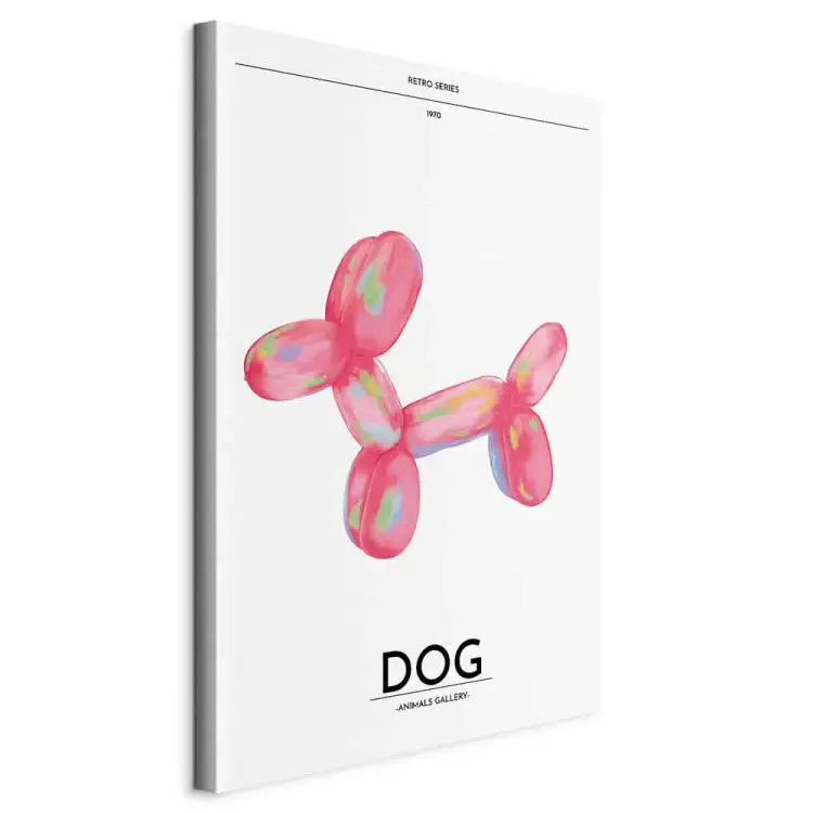 Perro globo: animal multicolor con letras retro en fondo claro