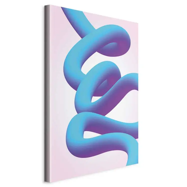 Formación abstracta - línea sinuosa azul y morada sobre fondo pastel