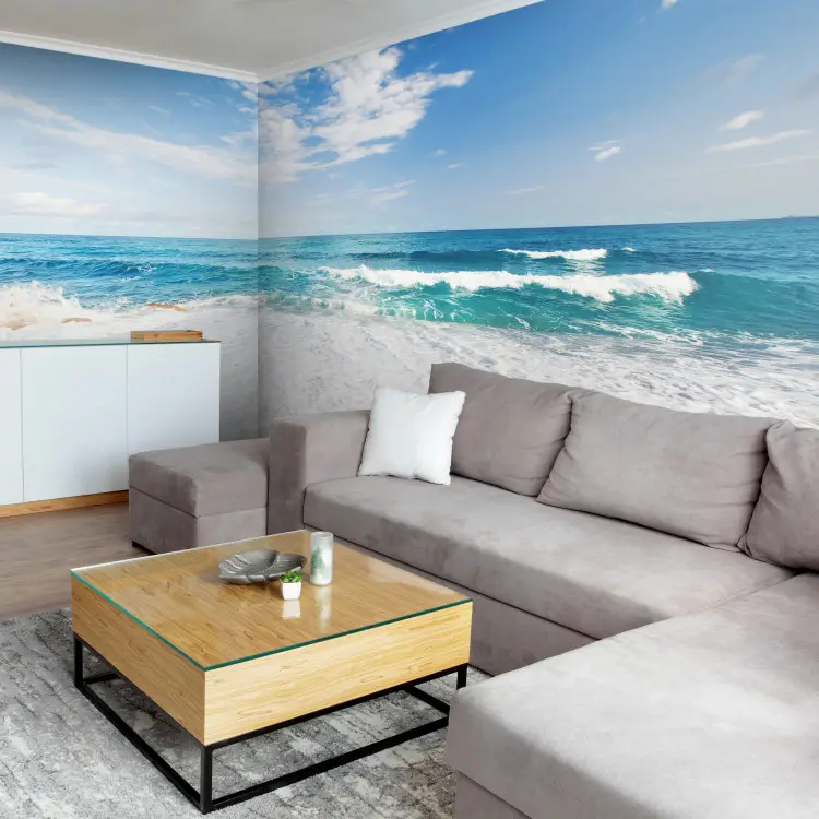 Decoración Pared Grande Fotomural De Paisaje Marino Con Playa - Vinilo De Fieltro Grande (XXL), 3 Colores, Para Cualquier Habitación Telescopio