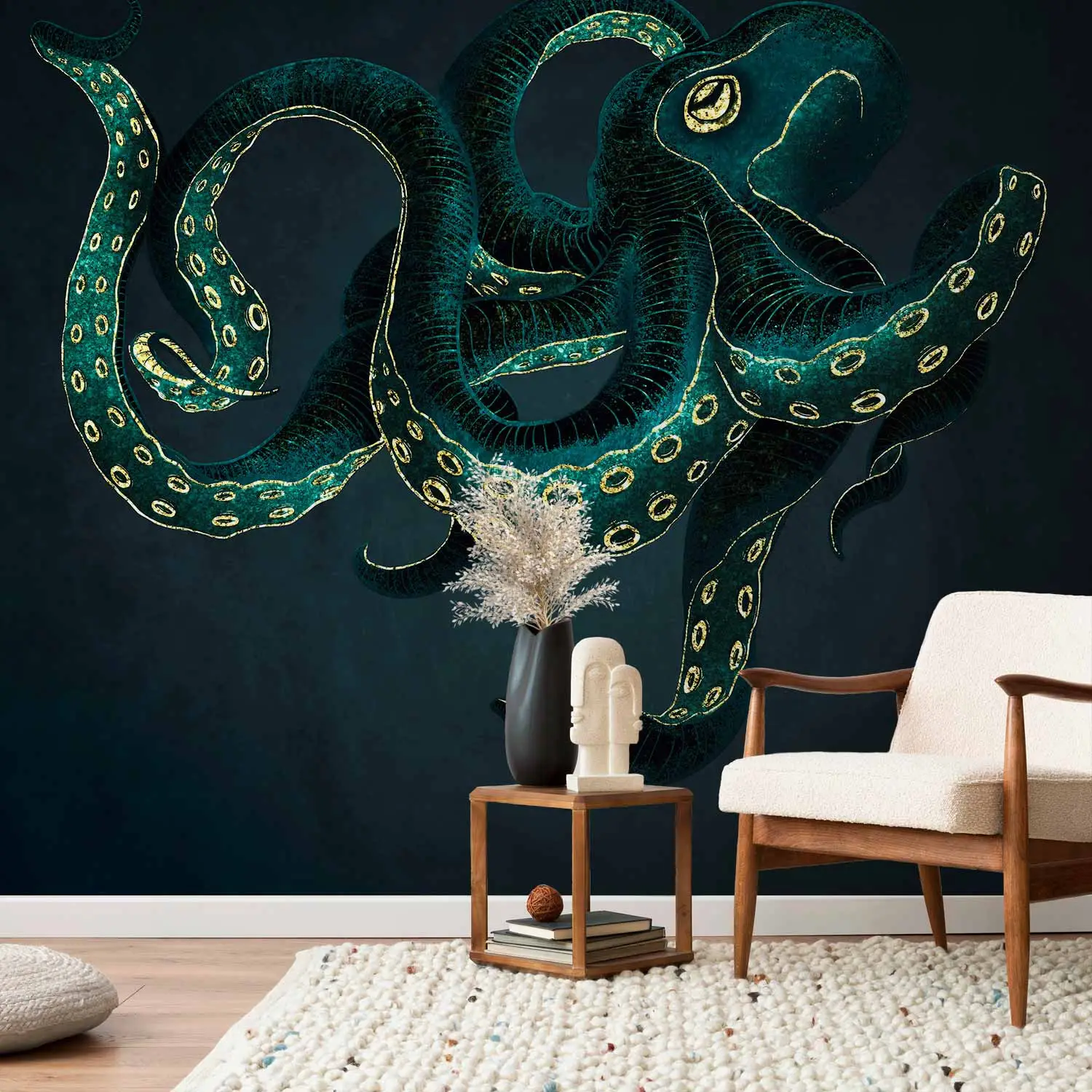 Fotomural Dark Octopus Illustration of a Mysterious Deep Sea