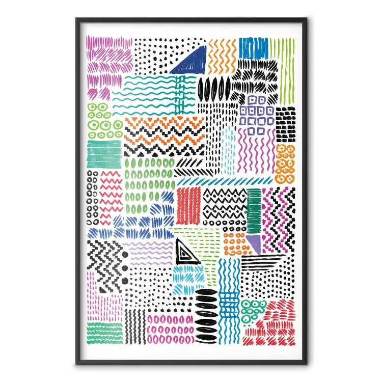 Patrones coloridos - formas geométricas y líneas en estilo abstracto