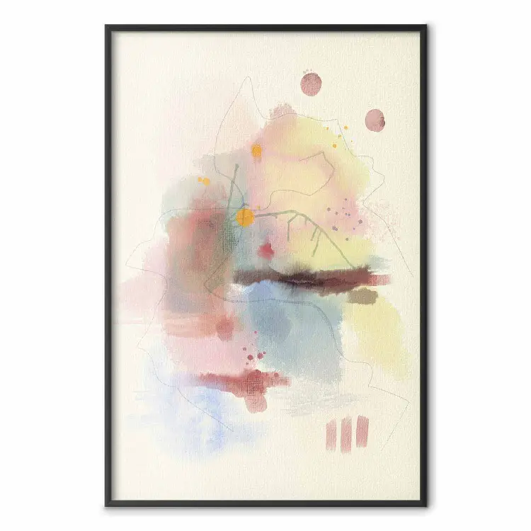 Composición pastel - abstracción sutil con colores variados y líneas delicadas