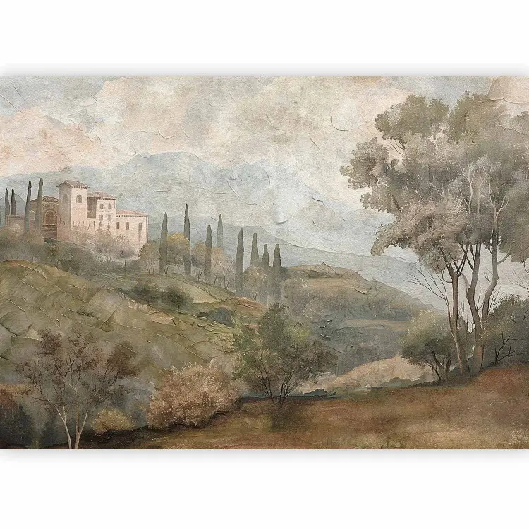 Villa toledana - paisaje pintoresco con cipreses y edificio antiguo