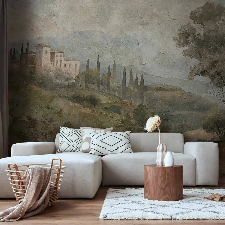 Villa toledana - paisaje pintoresco con cipreses y edificio antiguo
