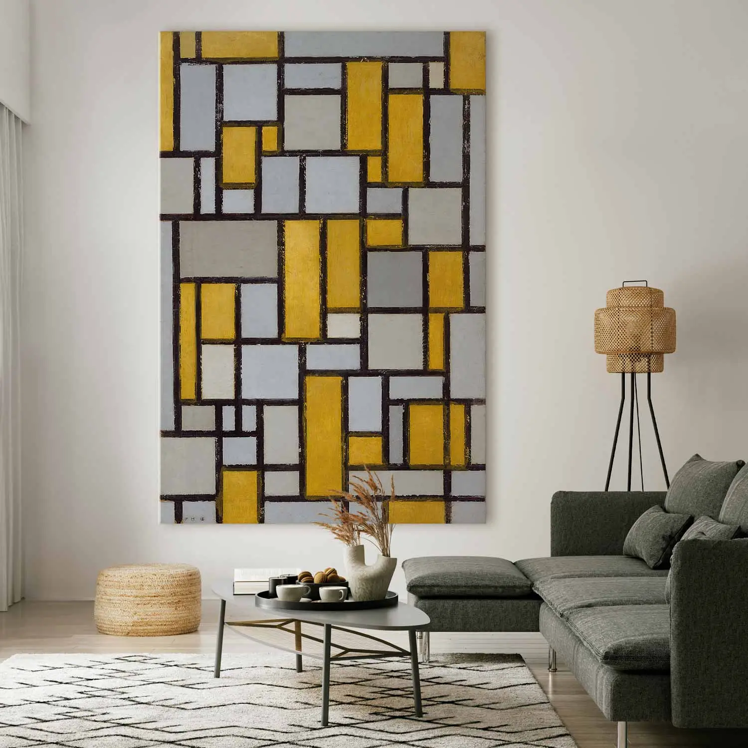 Cuadro XXL Piet Mondrian - Composición con rejilla impreso en
