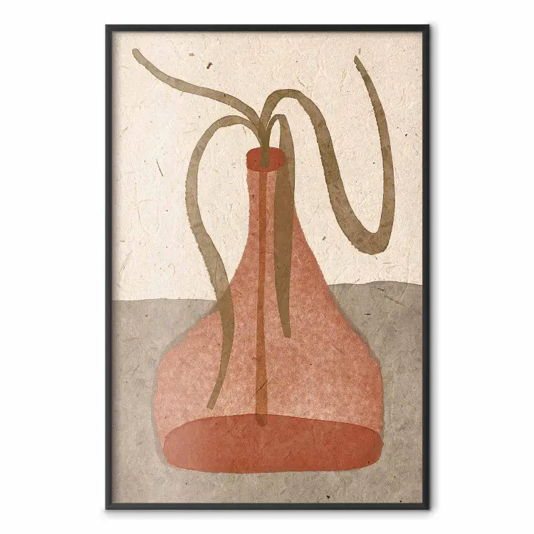 Hierba y arcilla - ilustración simple de una planta en tonos tierra