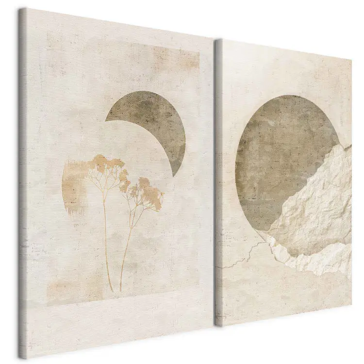 Naturaleza y geometría - Luna y plantas en forma abstracta