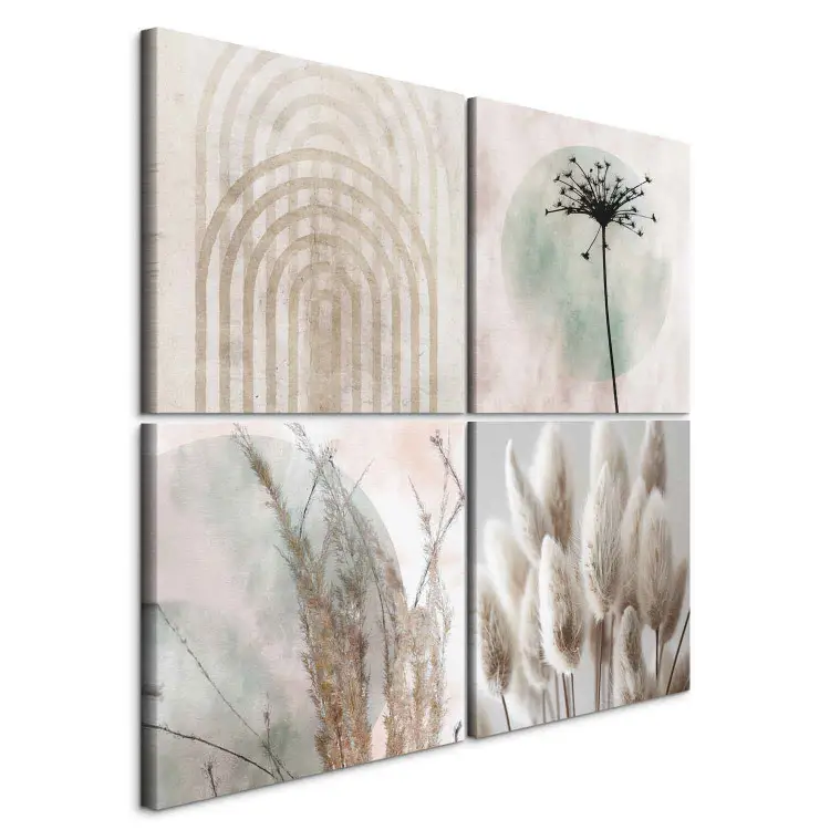 Arcos y elementos vegetales - Acentos geométricos en armonía con fondo pastel