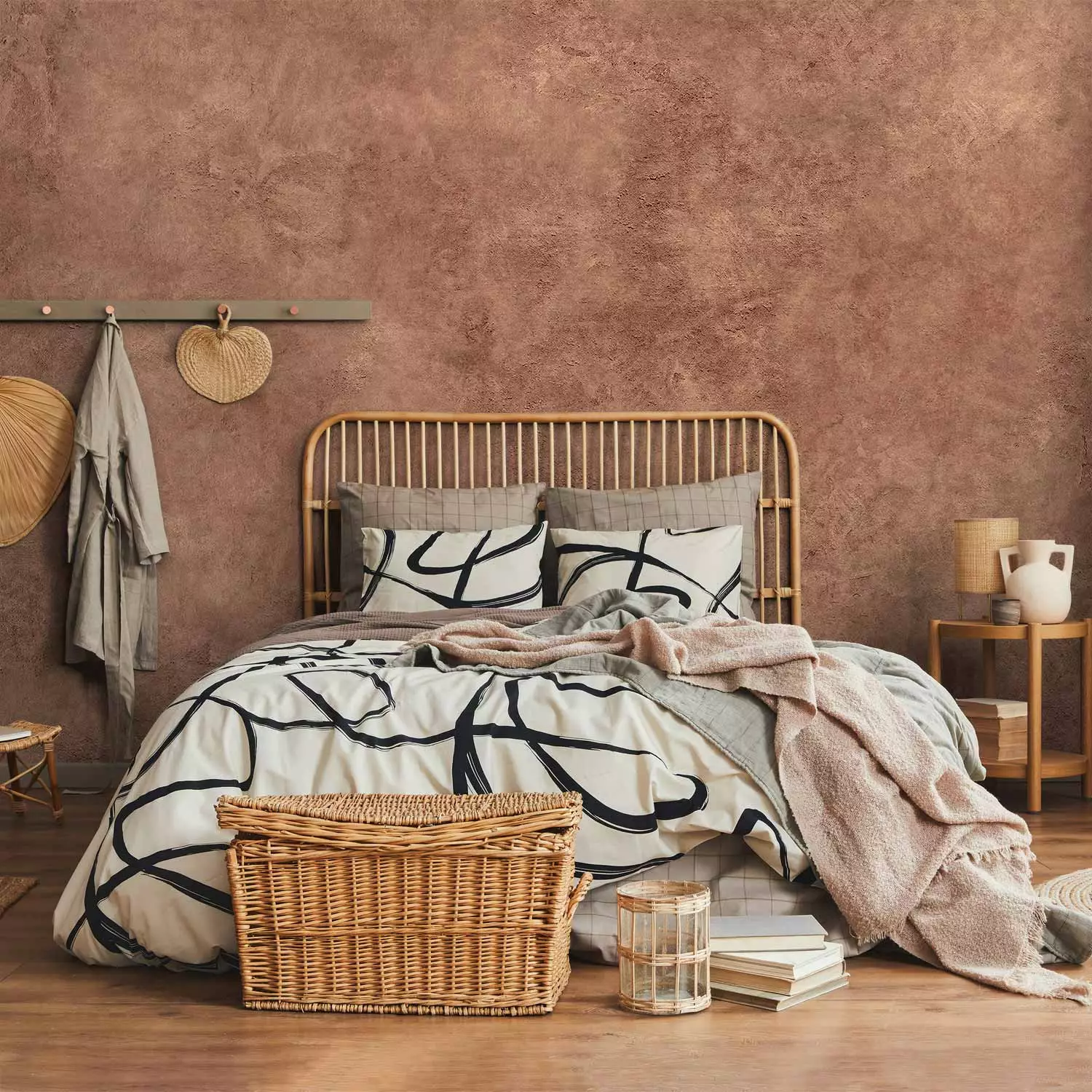 Fotomural Terracotta and texture - limewash inspired by the