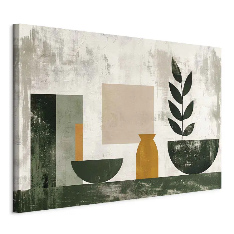 Naturaleza muerta geométrica con cuenco - figuras minimalistas en colores suaves