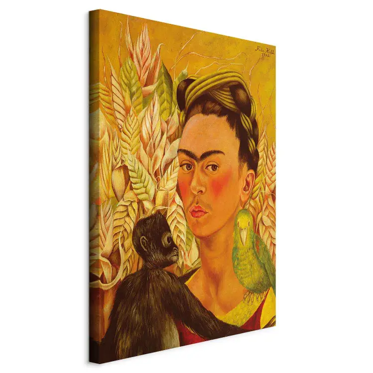 Cuadro famoso Frida Kahlo - Autorretrato con mono y loro para pared ...