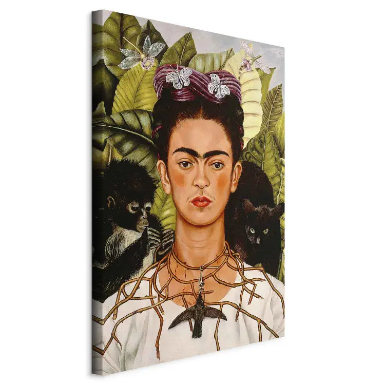 Reproducción Frida Kahlo - Autorretrato con collar de espinas y colibrí ...