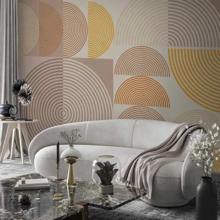 Pared Patterns Fotomural Retro Circles – geometric patterns in brown, beige and ...
