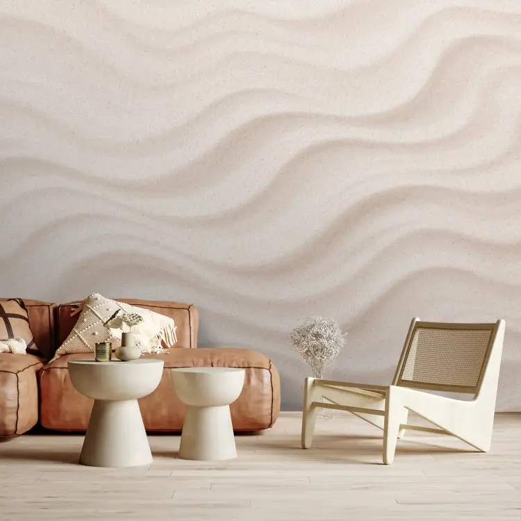 Ondas Beige: Un suave patrón abstracto de líneas onduladas en el fondo
