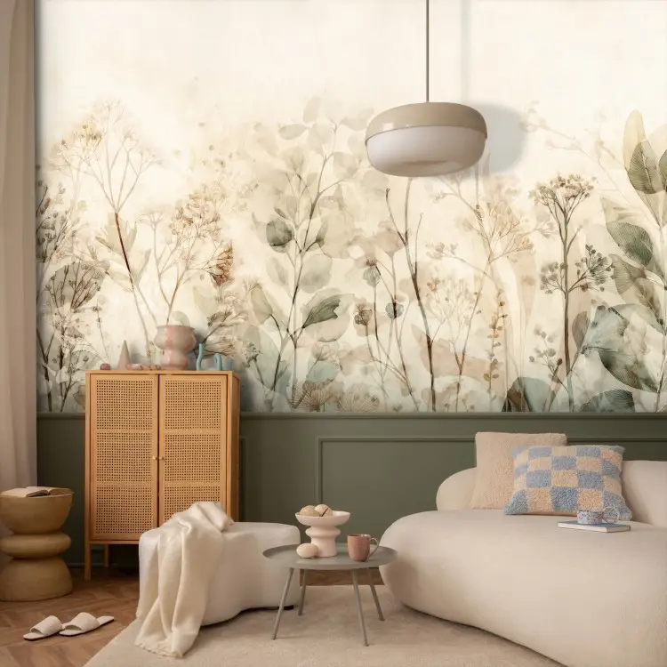 Acuarela de flores silvestres: plantas y flores delicadas en una composición brillante