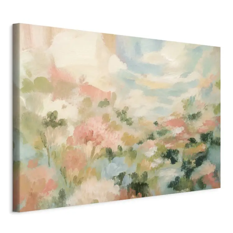 Paisaje en tonos pastel: flores abstractas con los delicados colores primaverales de la naturaleza