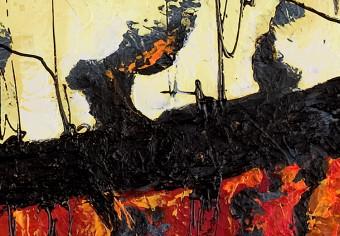 Cuadro decorativo Abstracción (1 pieza) - fantasía con sol brillante en fondo rojo