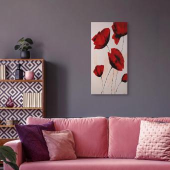Cuadro decorativo Amapolas rojas pintadas (1 pieza) - motivo vegetal minimalista