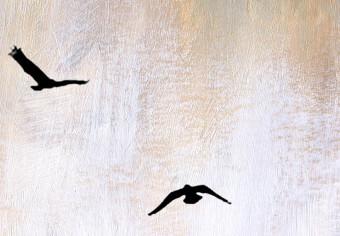 Cuadro decorativo La libertad deseada - una abstracción de pájaros que huyen