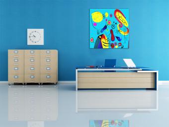 Cuadro Vacaciones (1 pieza) - abstracción colorida con patrones en fondo azul