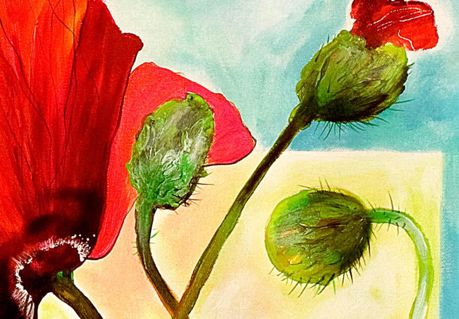 Cuadro Alegres amapolas rojas en flor (1 pieza) - colorido motivo floral