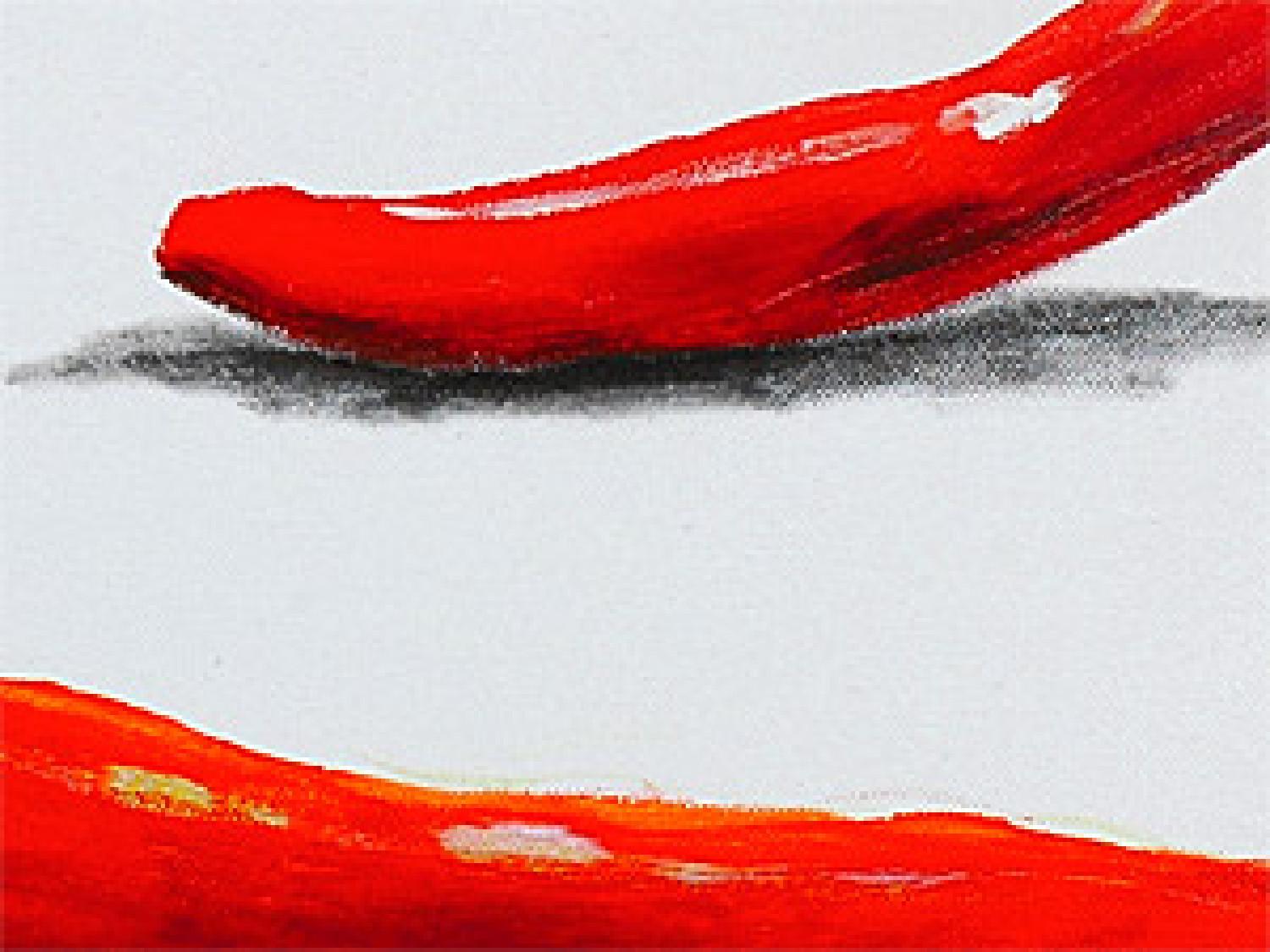 Cuadro decorativo Pimiento (1 pieza) - tres pimientos rojos chili sobre fondo gris