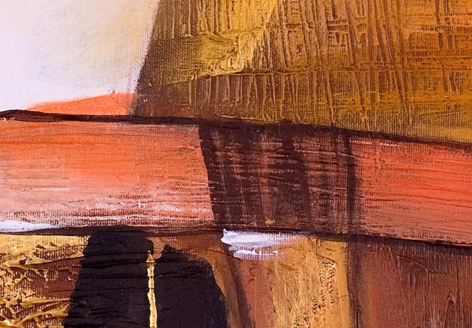 Cuadro moderno Abstracción soleada (1 pieza) - varios patrones en tonos marrones