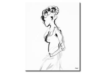 Cuadro Feminidad minimalista - silueta femenina sobre un fondo blanco