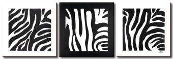 Cuadro decorativo Rayas de cebra (3 piezas) - abstracción minimalista blanco y negro
