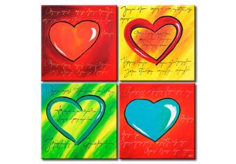 Cuadro Colección de las corazones de colores 