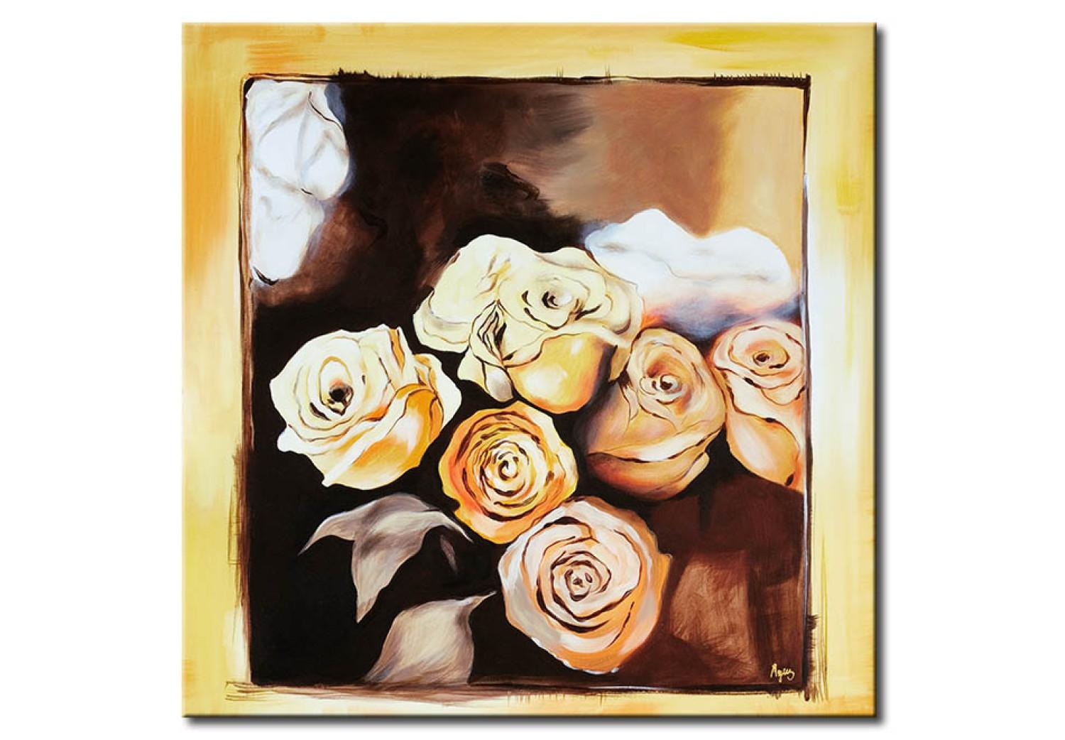 Cuadro moderno Rosas melancólicas (1 pieza) - motivo natural con flores enmarcadas