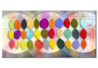 Cuadro decorativo Desfile de colores (1 pieza) - abstracción colorida y diseño de hojas
