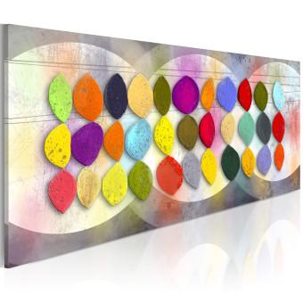 Cuadro decorativo Desfile de colores (1 pieza) - abstracción colorida y diseño de hojas