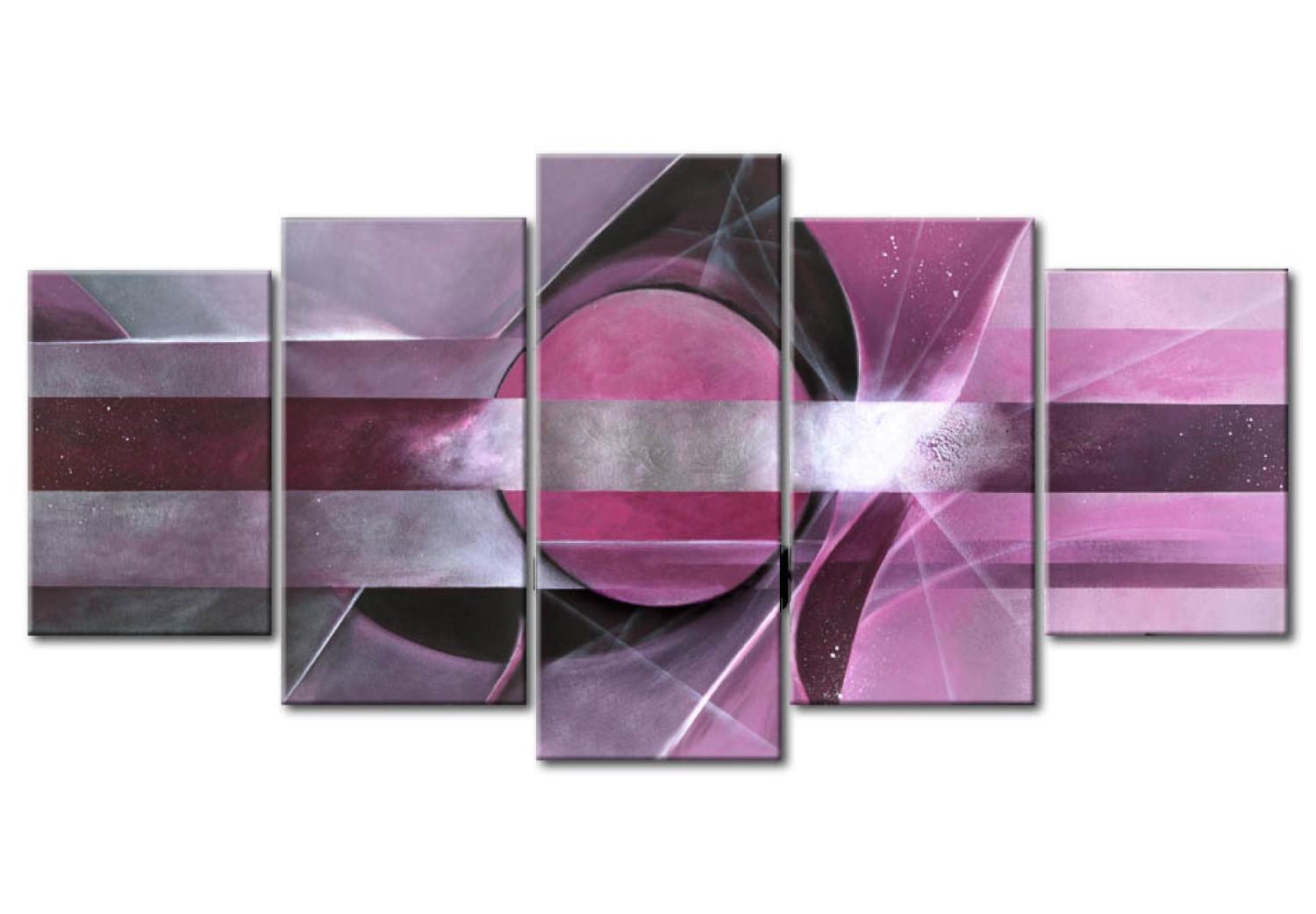 Cuadro decorativo Abstracción púrpura (5 piezas) - composición con patrones y diseños