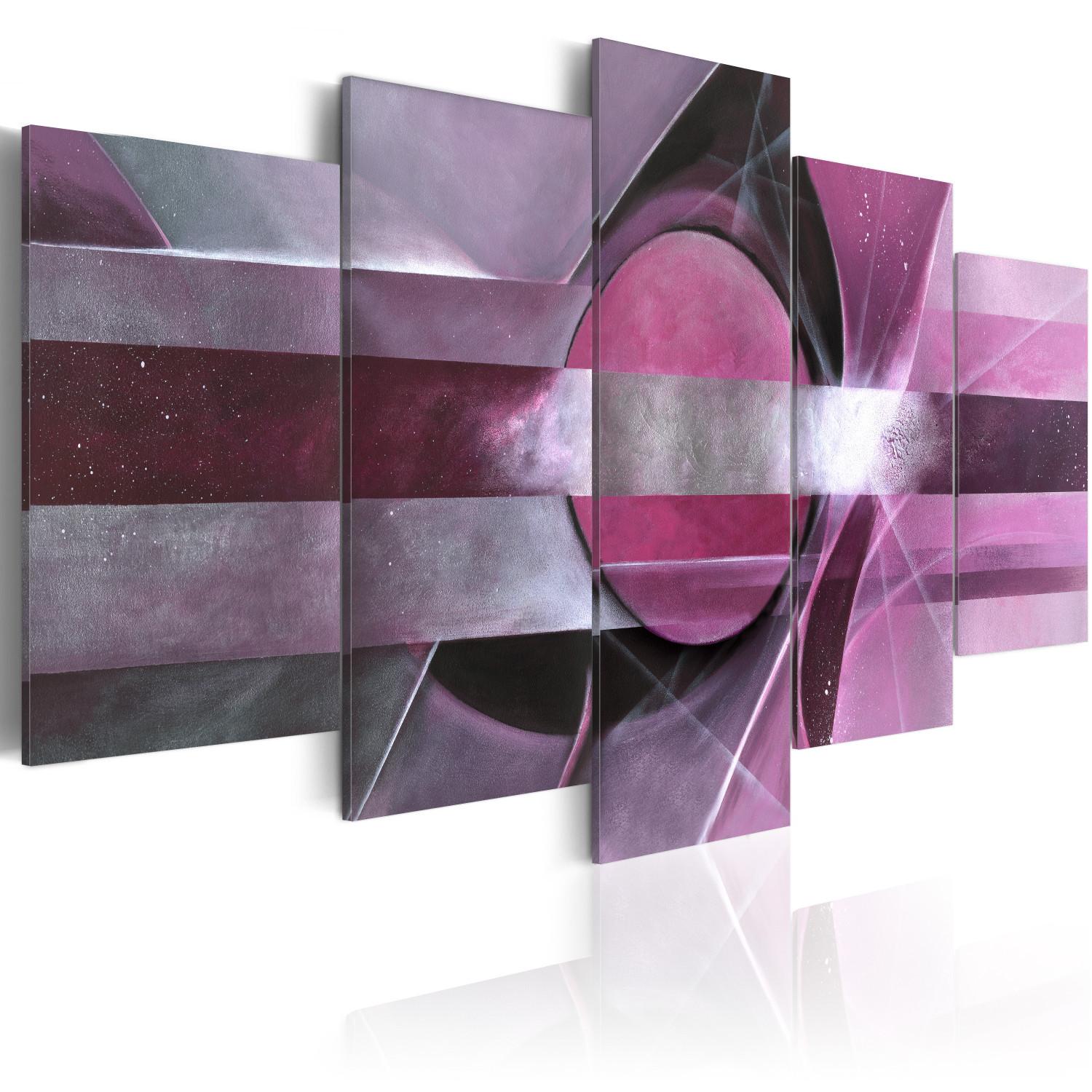 Cuadro decorativo Abstracción púrpura (5 piezas) - composición con patrones y diseños