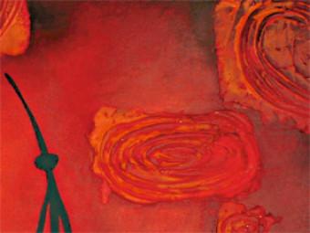 Cuadro Ritual (1 pieza) - siluetas bailando en rojo con diseño