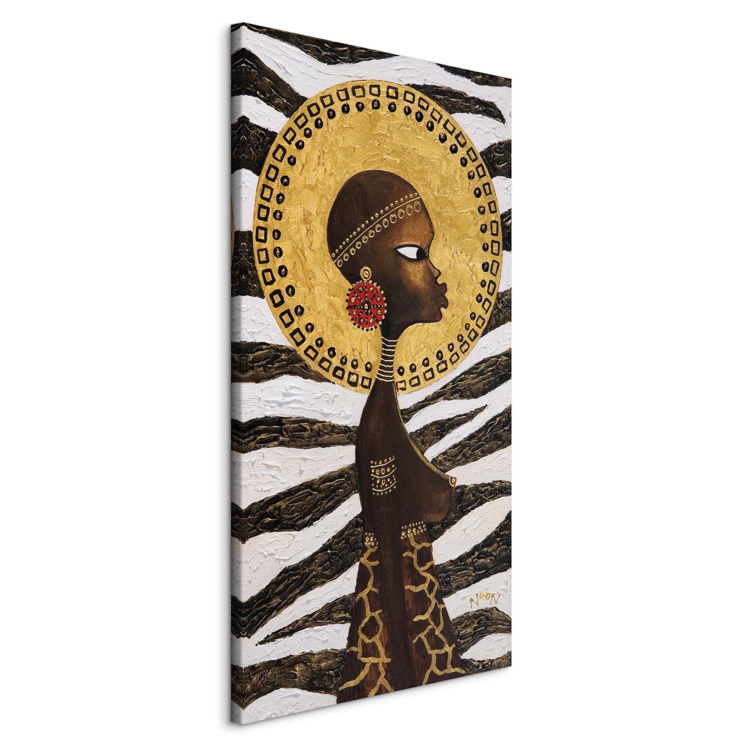 Cuadro decorativo Mujer africana (1 pieza) - retrato de mujer con diseño animal