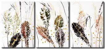 Cuadro decorativo Hojarasca de otoño (3 piezas) - motivo otoñal de naturaleza