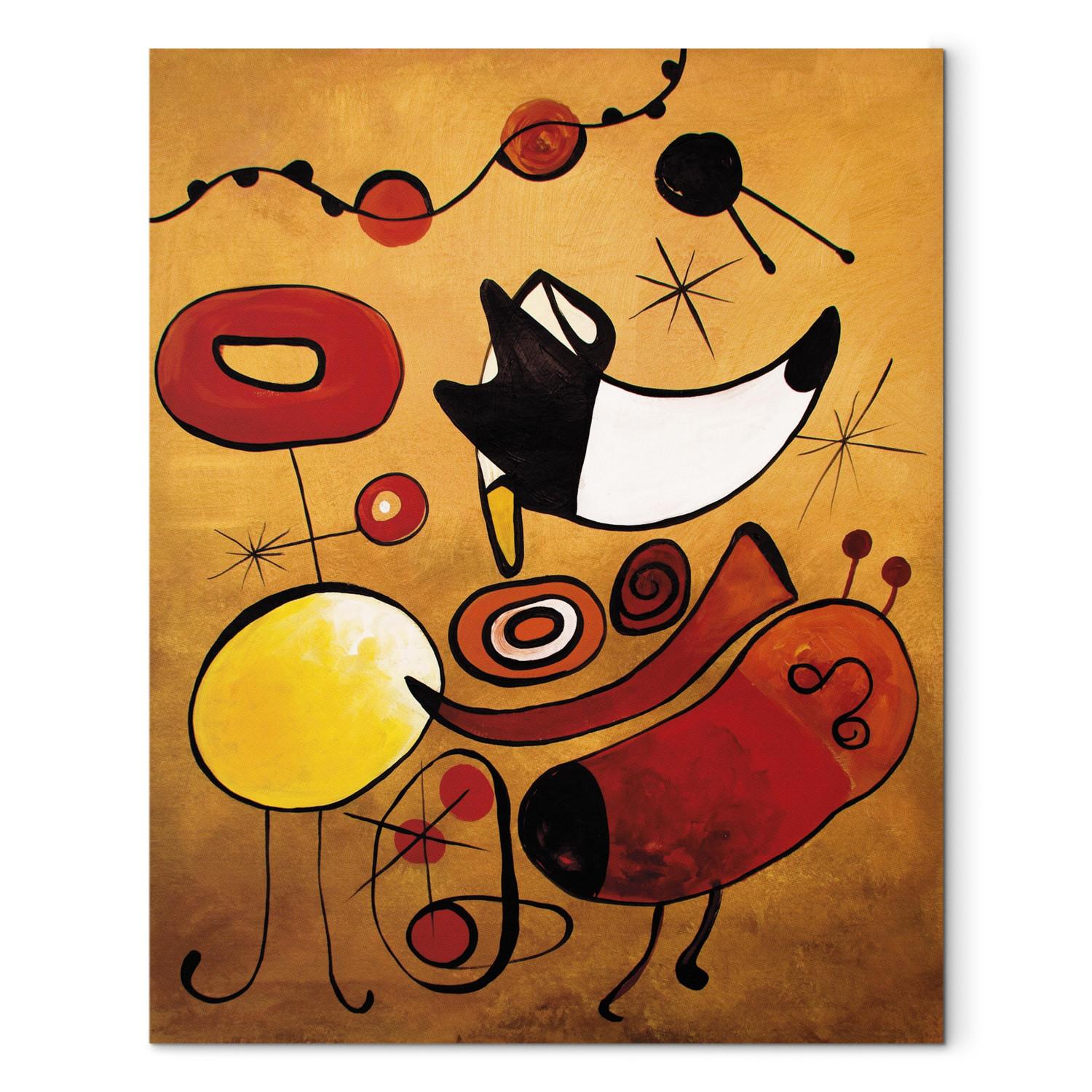 Cuadro moderno Inspiraciones Miro (1 pieza) - abstracción colorida con diseño dorado