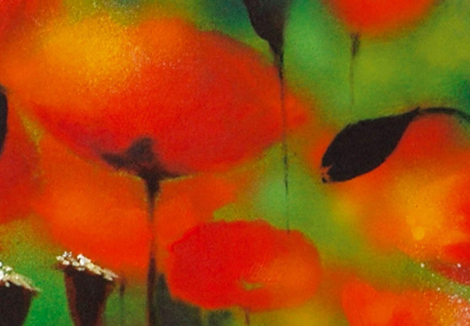 Cuadro Amapolas rojas - un prado lleno de flores de colores muy saturados