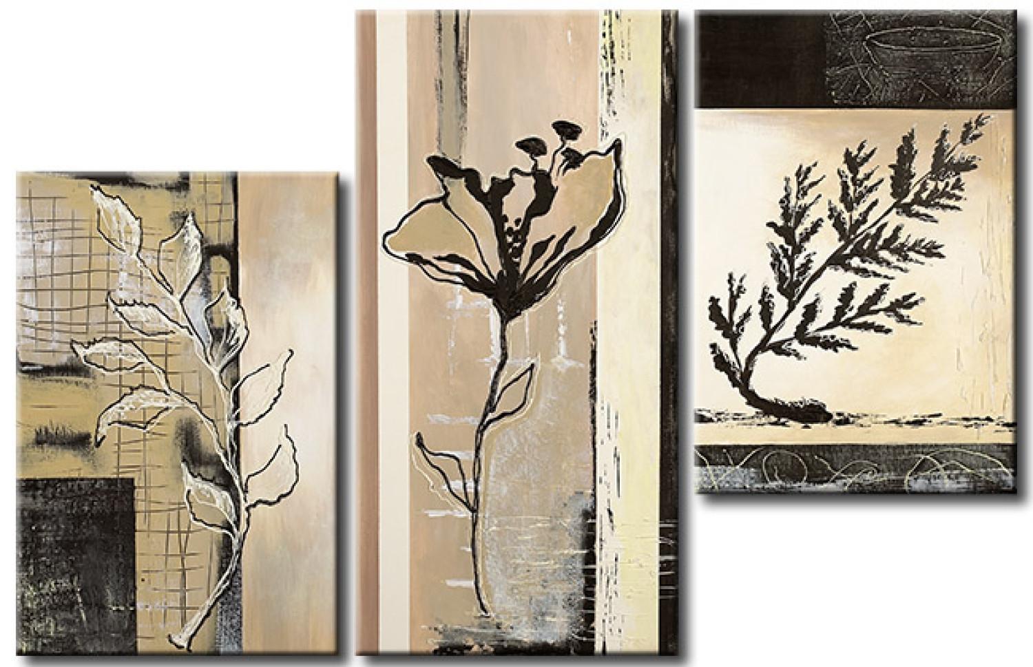 Cuadro Inspiraciones florales (3 piezas) - abstracción con motivo vegetal
