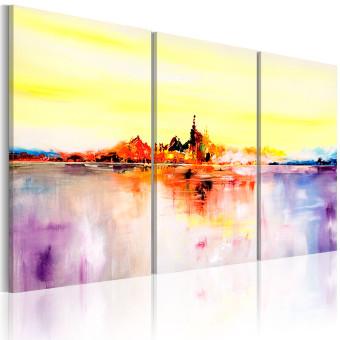 Cuadro moderno Costa esperada (3 piezas) - paisaje colorido con agua y montañas