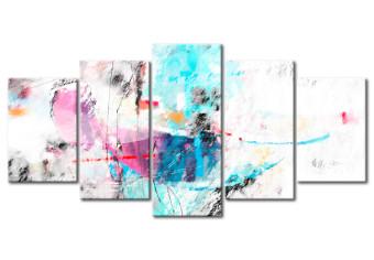 Cuadro decorativo Locura de color en delicadeza (5 piezas) - abstracción sutil