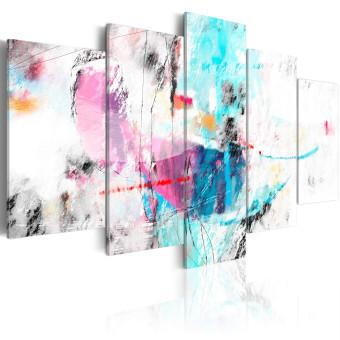 Cuadro decorativo Locura de color en delicadeza (5 piezas) - abstracción sutil