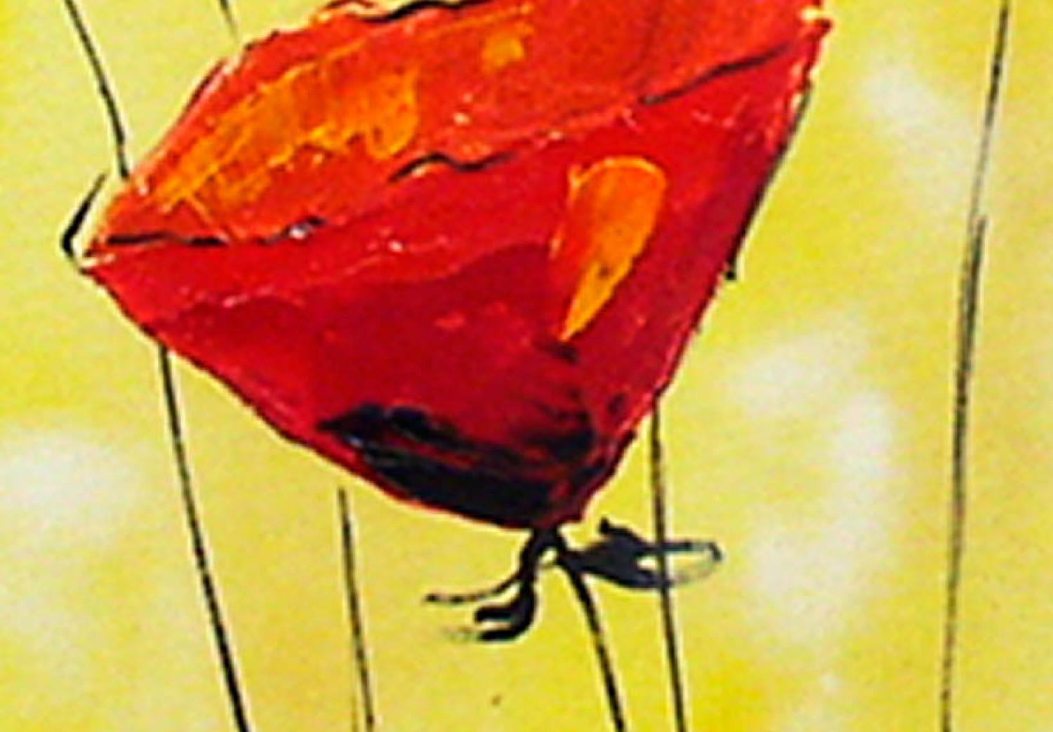Cuadro Amapolas sutiles rojas (1 pieza) - motivo floral en fondo amarillo