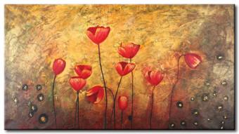 Cuadro decorativo Tulipanes (1 pieza) - motivo floral abstracto sobre fondo estampado